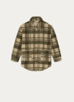 VESTE POLAIRE À CARREAUX VERT KAKI