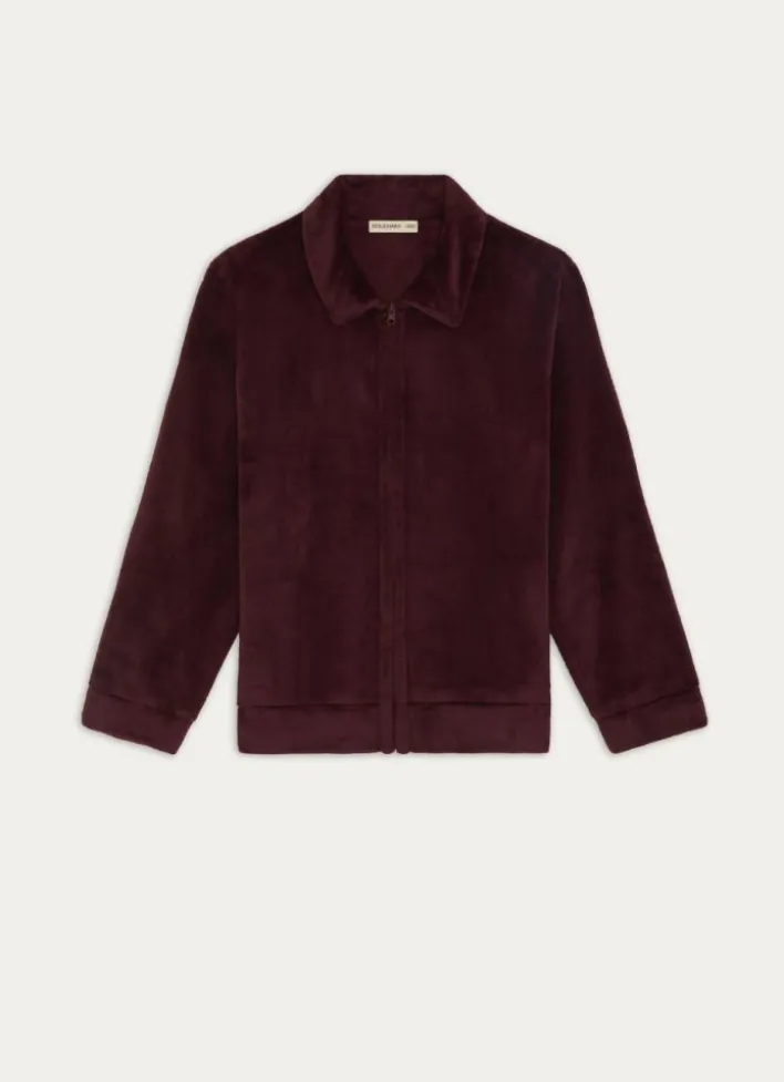 VESTE POLAIRE ZIPPÉE À COL MONTANT ROUGE BORDEAUX