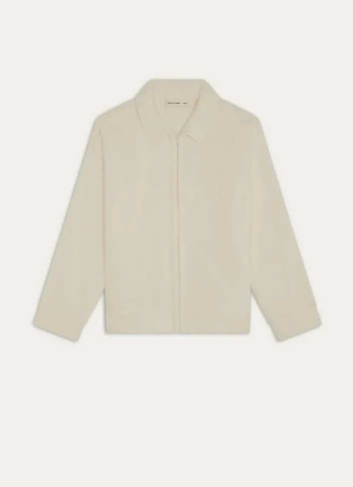VESTE POLAIRE ZIPPÉE À COL MONTANT ECRU