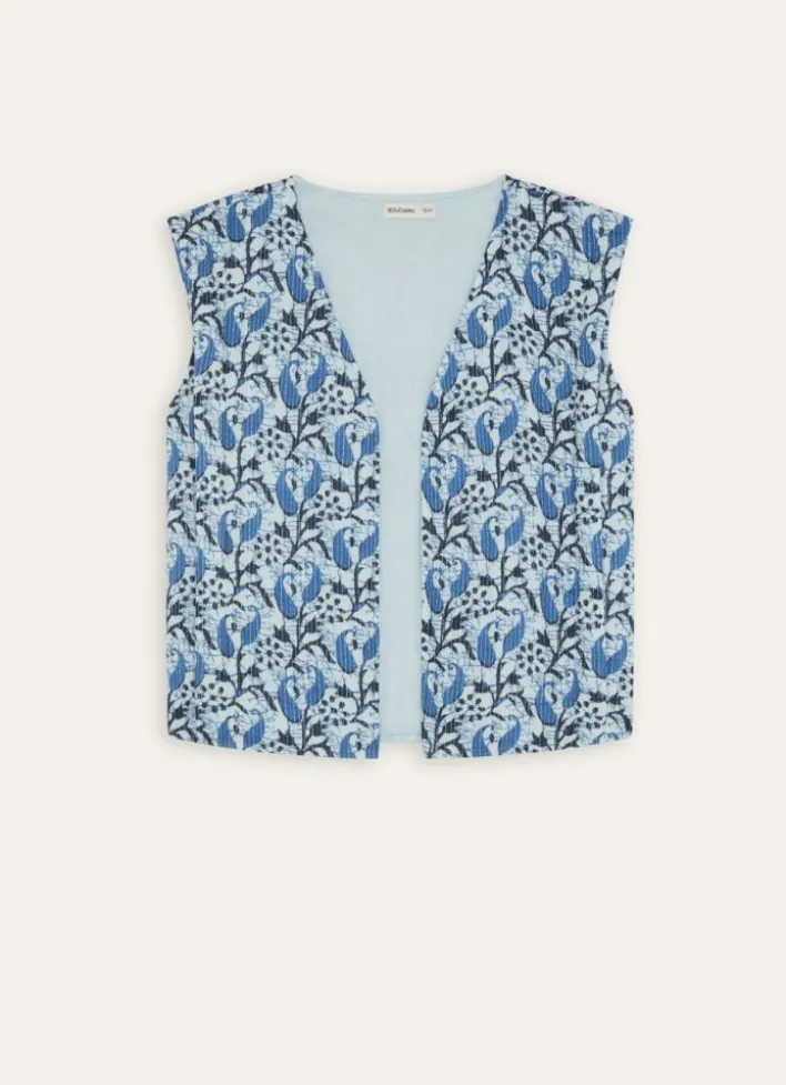 VESTE SANS MANCHE IMPRIMÉE MATELASSÉE BLEU CIEL