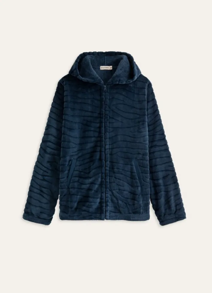 VESTE ZIPPÉE EN POLAIRE POCHES LATÉRALES MARINE