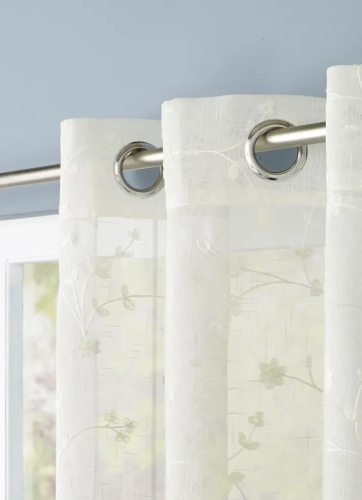 VOILAGE BRODÉ ÉCRU À MOTIF FLORAL IVOIRE
